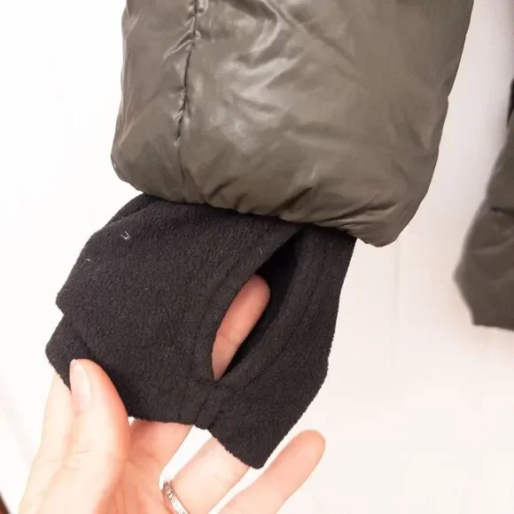 Women's Olive Puffer Jacket with Faux Fur Hood - Picture 16 of 16